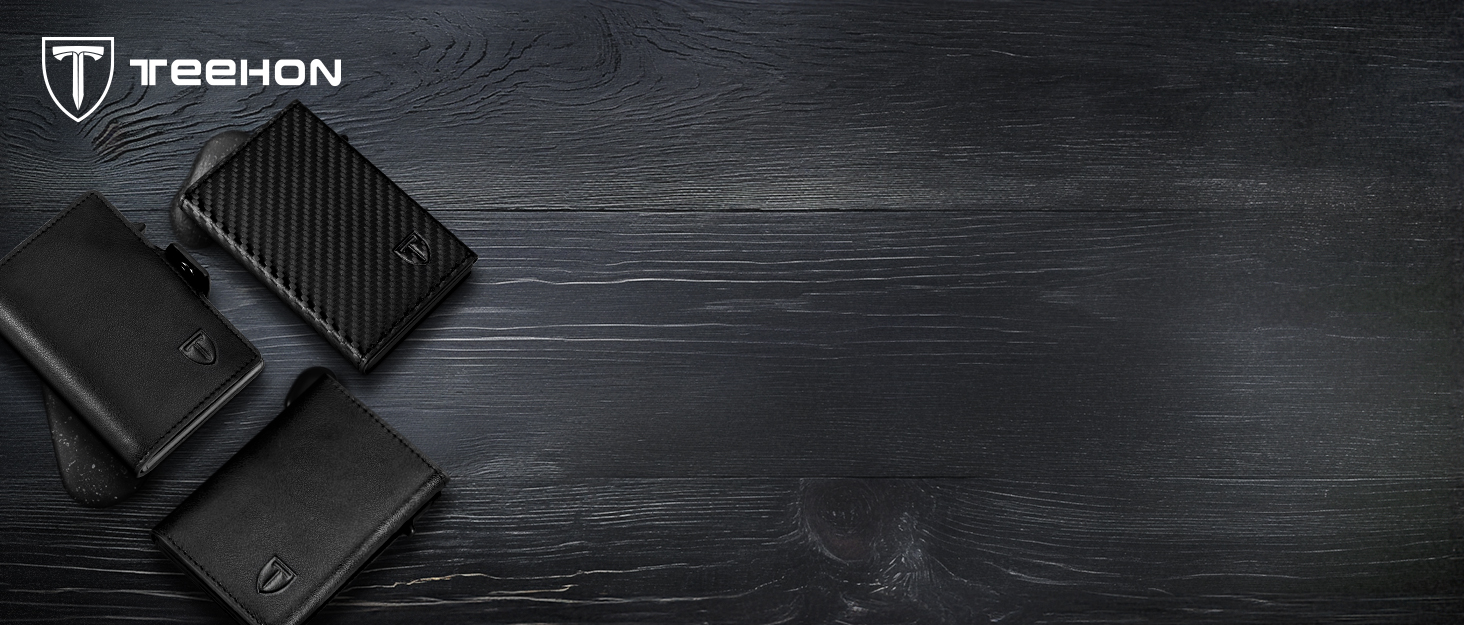 Чоловічий гаманець з відділенням для монет та RFID захистом, шкіряний, slim модель, 10 відділень для карток, чорний