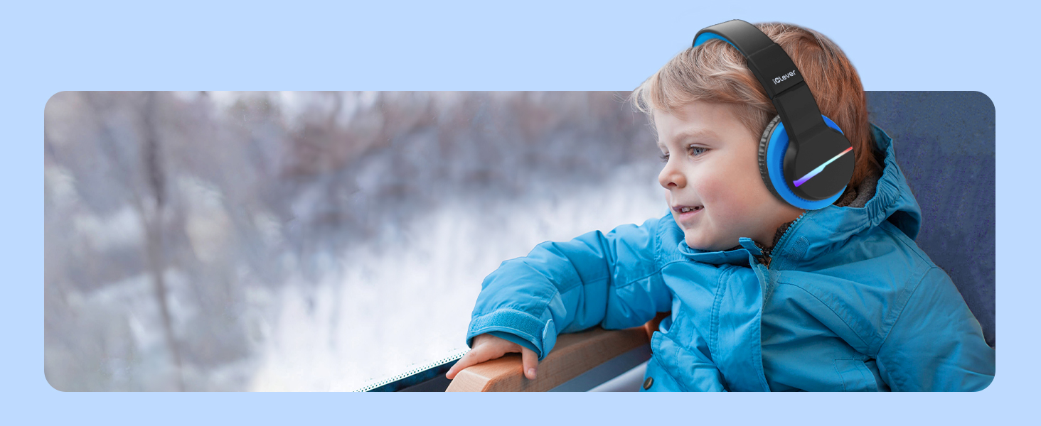 iClever Бездротові навушники для дітей 2 шт. з LED-підсвічуванням, Over-Ear, обмеження гучності 74/85 дБ, 85 годин роботи, Bluetooth 5.2, мікрофон, чорний/рожевий