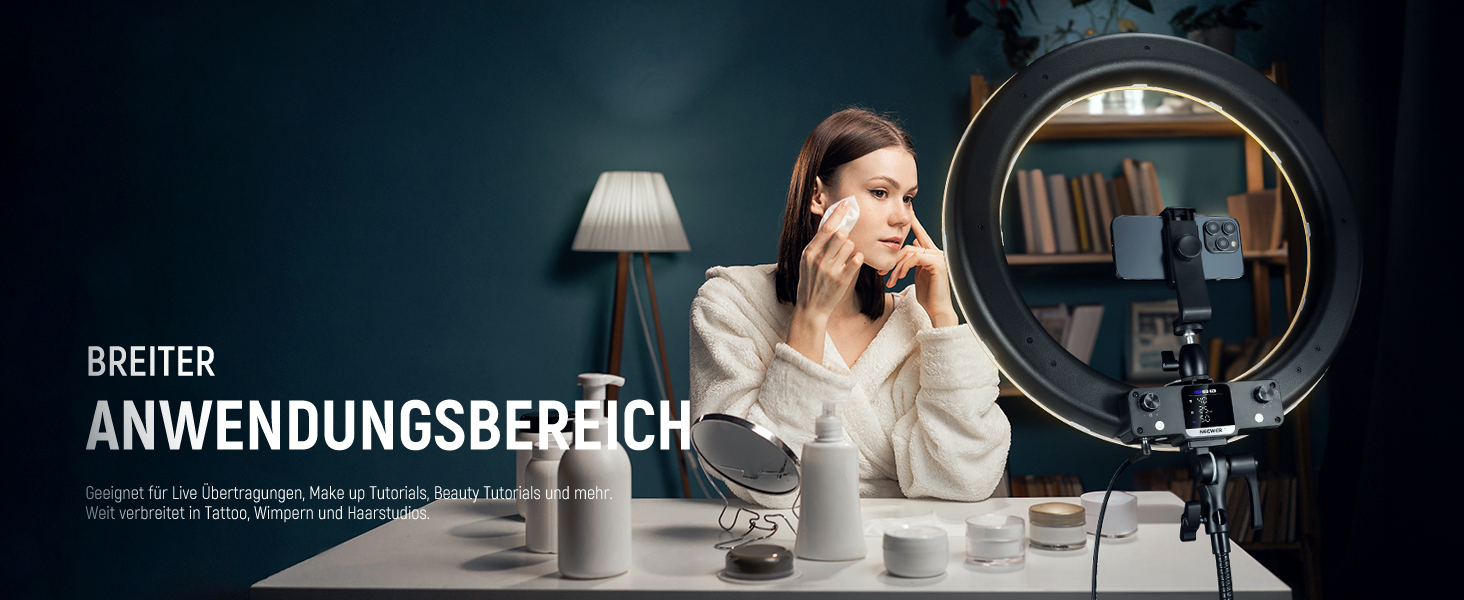 NEEWER Комплект кільцевого світла з штативом: 45 см, 55 Вт, регульована LED кільцева лампа з пусковим пристроєм Bluetooth для телефону/камери, YouTube, TikTok, портретної фотографії, тату, макіяжу, салонів (RGB18 II)