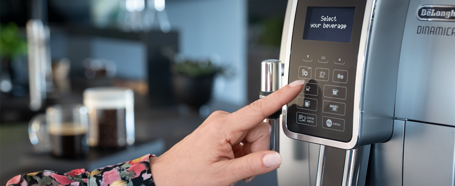 Кавомашина De'Longhi Dinamica ECAM 350.15.B з капучинатором, для еспресо та кави, срібна