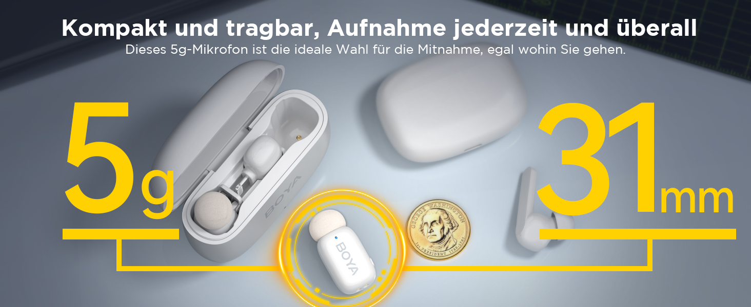 BOYA Mini 2: Бездротовий петличний мікрофон для iPhone 15/16/17 та Android (USB-C), 48kHz/24Bit, для Vlogging та TikTok, білий