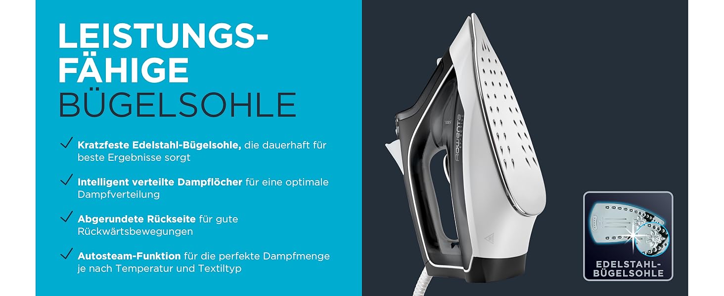 Праска Rowenta Effective DX1530 з парою: потужність 2000W, нержавіюча підошва, 30 г/хв постійна пара, 100 г/хв паровий удар