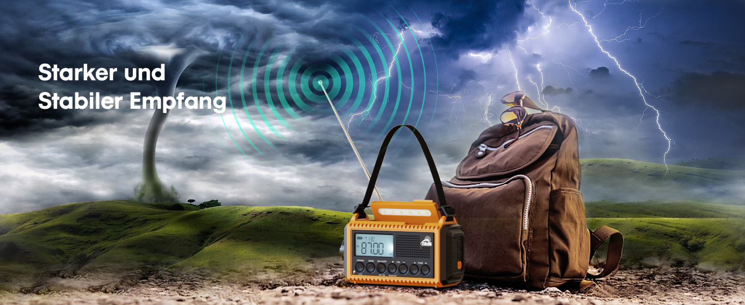 Радіоприймач Kurbelradio 12000mAh з сонячною панеллю та ручкою, AM/FM/SW, USB-зарядка, ліхтарик, SOS-сигнал, для кемпінгу та надзвичайних ситуацій, зелений