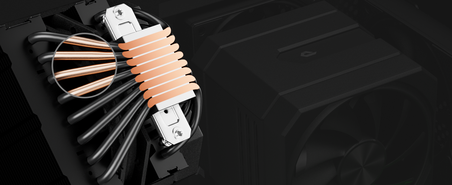 upHere Охолоджувач процесора up2KC8 з RGB підсвічуванням, подвійна вежа, 8 теплових трубок, 120мм вентилятор, сумісний з AMD AM4/AM5 та Intel 2011/2066