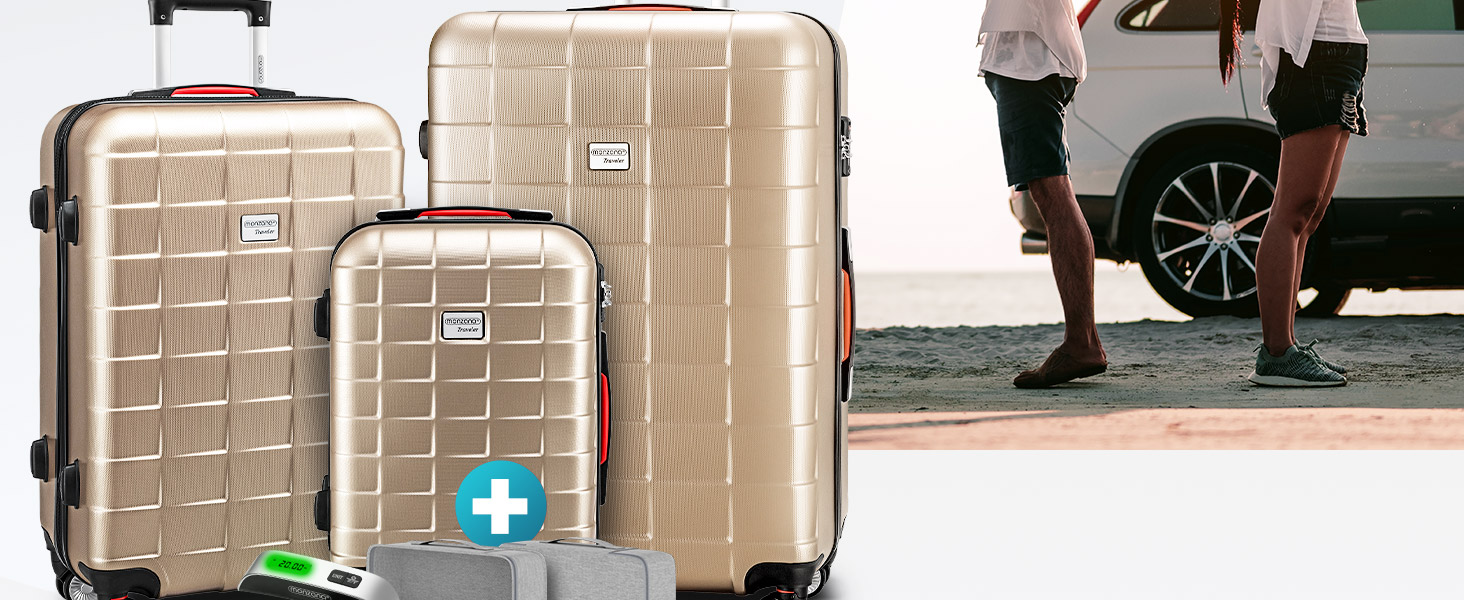 Набір валіз MONZANA® 3шт з TSA замком, органайзером, вагами та ременем. Чорний, M-L-XL