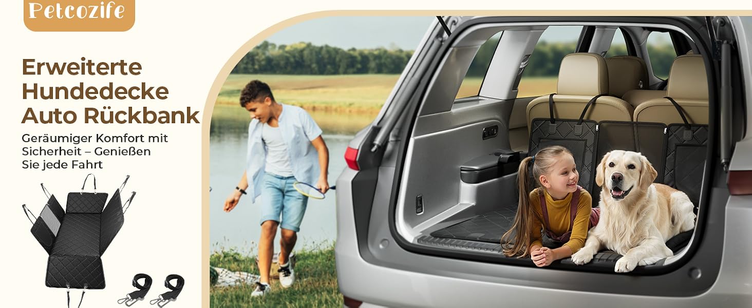 Килимок для собак у машину з жорсткою основою | Водонепроникний, антиковзний, захист від подряпин | 6-в-1, XXL, з ременями безпеки