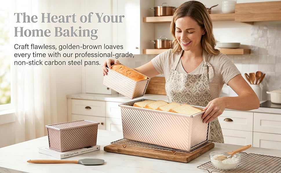Форма для випічки хліба Toastbrot 2 шт (1000г + 450г) з кришкою, антипригарна, 32x12x12 см та 20.8x11.8x11 см