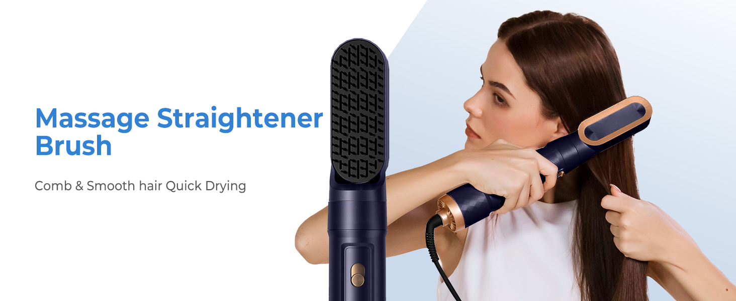 Професійний мультистайлер для волосся 6 в 1: фен, плойка, брашін, термощітка, випрямляч, Airbrush. Подарунчий набір для жінок (Блакитний)