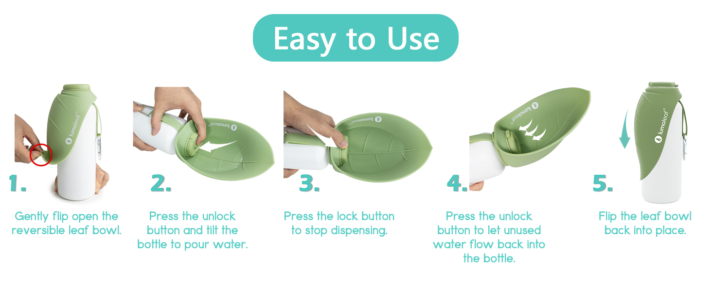 Термофляга для собак LumoLeaf з нержавіючої сталі, 800 мл, зелена - зберігає воду холодною/теплою, довговічна, портативна