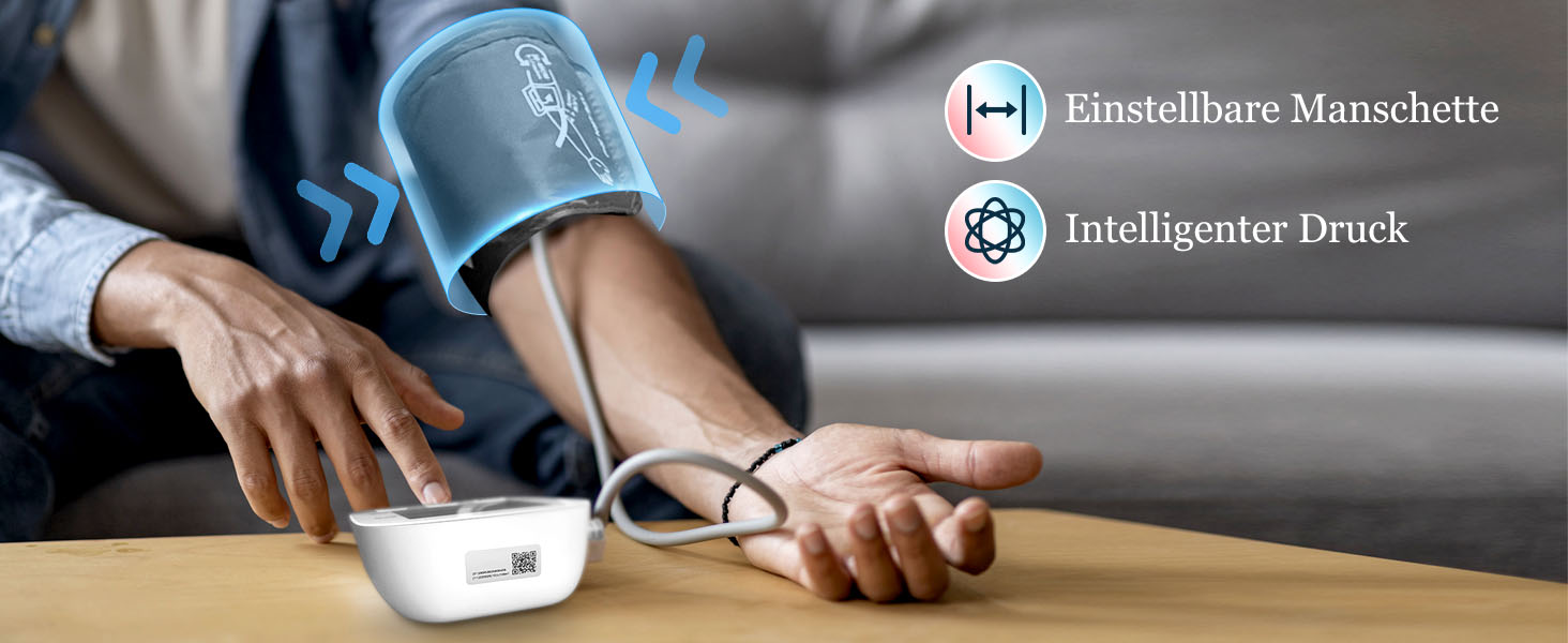 Тонометр на плече BP Blutdruckmessgerät: цифровий тонометр з регульованою великою манжетою 22-42 см, HOLFENRY тонометр на зап'ястя для дорослих та літніх людей