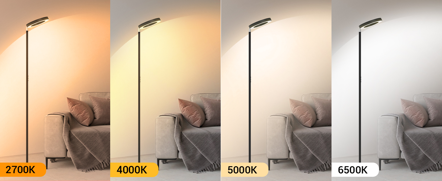 LED торшер, 42W, 16 мільйонів кольорів RGBCW, WiFi, Smart, двосторонній, для вітальні, сумісний з Alexa/Google Home, синхронізація з музикою, регульована яскравість, торшер для читання в спальню, RGB-42W