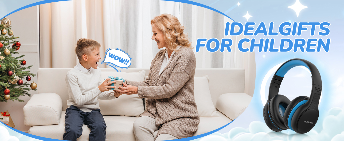 Дитячі Bluetooth навушники JoySpark з мікрофоном, 60 годин роботи, Bluetooth 5.4, Type-C, обмежувач гучності 85/94dB, складні, чорно-синій колір