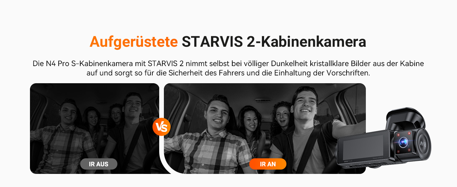 Відеореєстратор VANTRUE N4 Pro S 4K STARVIS з GPS, 3 канали (4K+1080P+1440P), WiFi 5GHz, паркувальний режим 24/7, голосове керування, IR нічне бачення, LTE (опціонально)