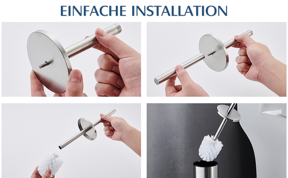 Набір для туалету FIISAYL: щітка для унітазу з підставкою, нержавіюча сталь, матове срібло