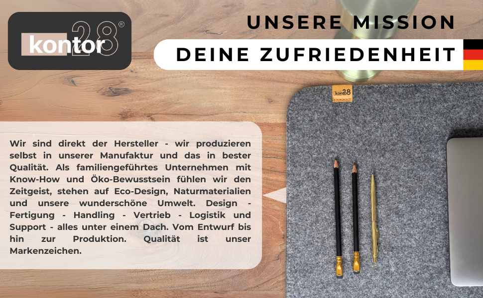 Підкладка на стіл Kontor28® з фетру 80x37.5 см, сіра (urbangrau), виготовлено в Німеччині - захист від ковзання, миється, з переробленого PET