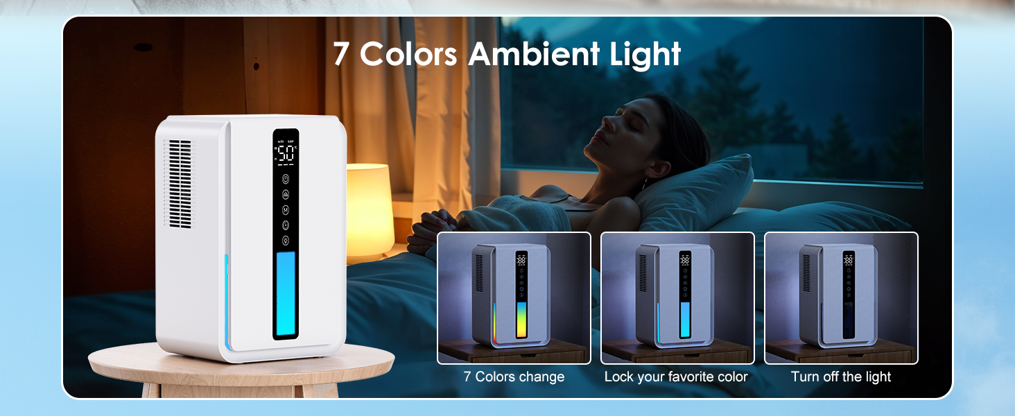 Електричний осушувач повітря 2500 мл з баком для води - Осушувач повітря електричний з трьома швидкостями + два режими, таймер 48H, авто-стоп & анти-заморожування, для спальні та ванної кімнати