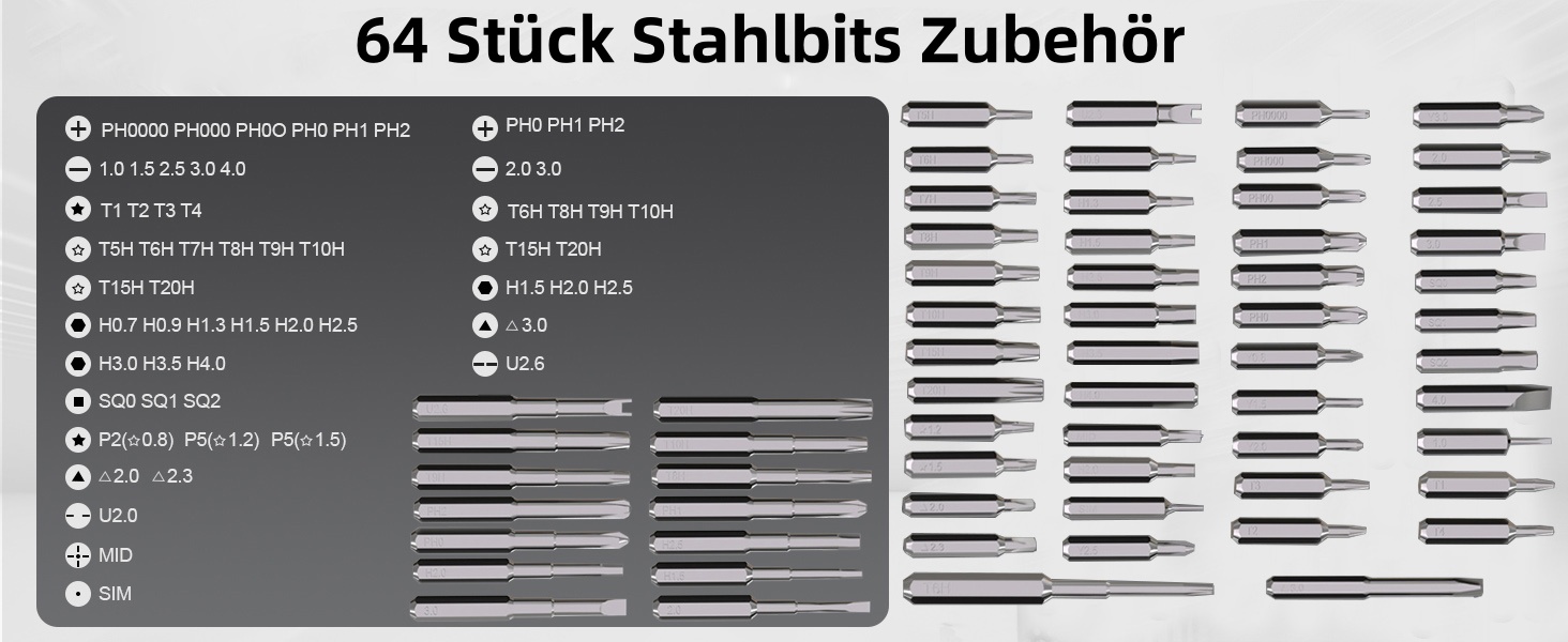 Набір мініатюрної електричної викрутки 72 в 1 з прецизійними бітами, 64 магнітні насадки, 5 режимів крутного моменту, 4 LED-лампи, для ремонту телефонів, годинників, камер