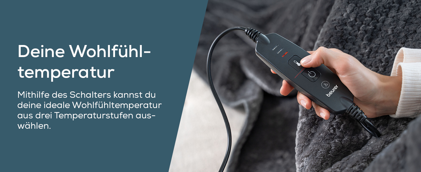 Електрична ковдра Beurer HD 75 Nordic з штучним хутром, 6 температурних режимів, автовимкнення, 180x130 см, бежево-коричнева