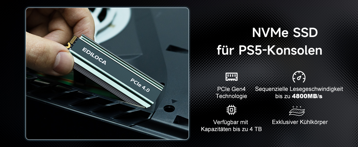 SSD накопичувач внутрішній 2 ТБ PCIe Gen4 NVMe M.2 2280 з радіатором, 4800 МБ/с, 3D NAND TLC, для ПК та PS5