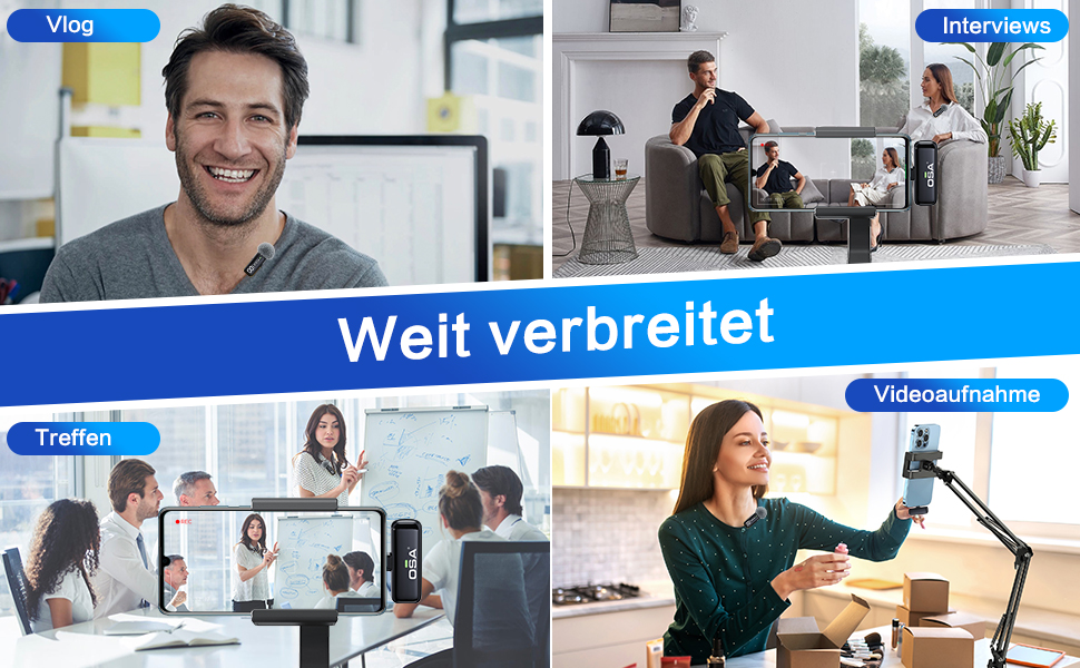 Бездротовий мікрофон-петличка OSA: професійний комплект з двома мікрофонами, Plug-and-Play, для iPhone, Android, камери, ПК (Type-C)