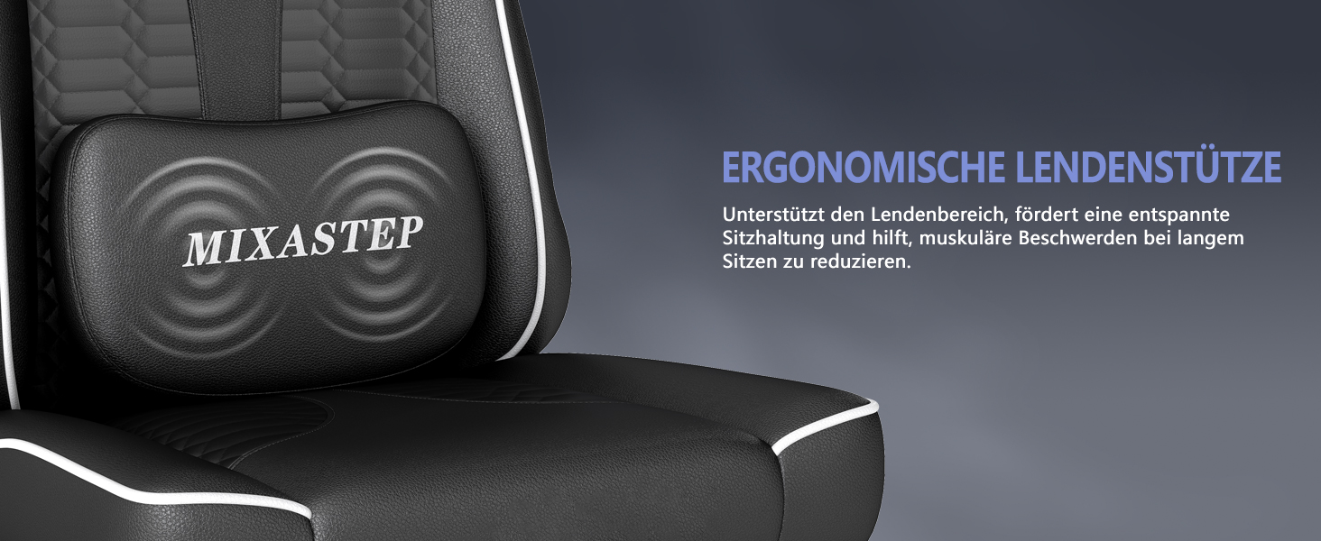 Геймерське крісло Ergonoma з підставкою для ніг, регульоване по висоті, біле - до 150 кг