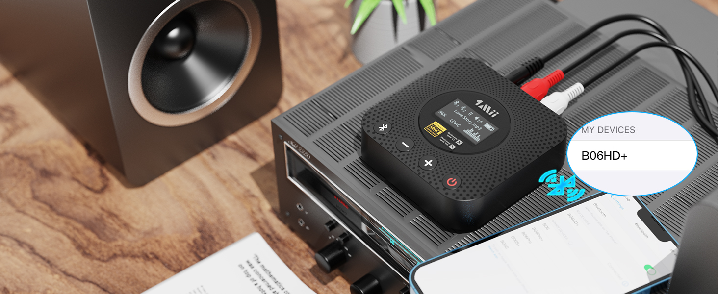 1Mii B06HD Bluetooth 5.1 Аудіоприймач: HiFi, aptX HD, Low Latency, 3.5mm/Cinch, 15 годин роботи