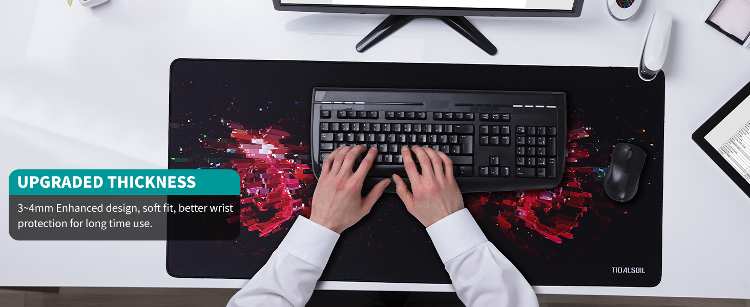 Килимок для миші геймерський XXL 900x400 мм, чорний, з гумовою основою - килимок для ігор та офісу, довговічний, з бортиком