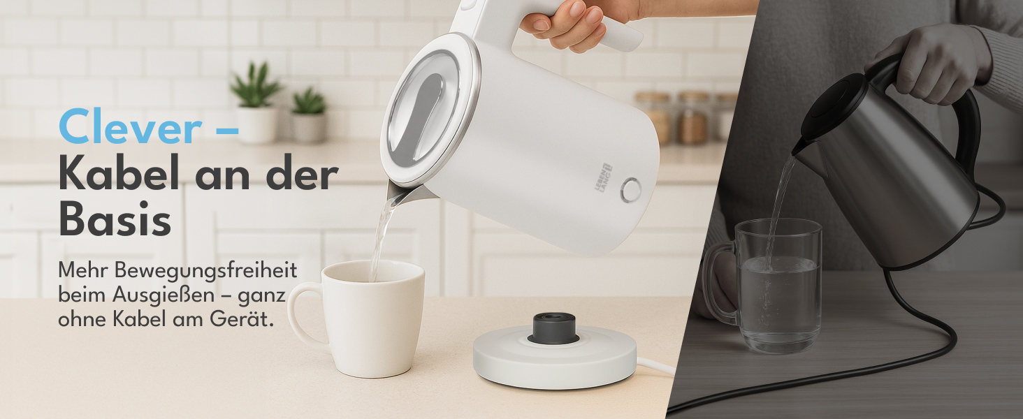 Електричний чайник для подорожей LEBENLANG з нержавіючої сталі, 500 мл, без BPA, 600W, білий, для кемпінгу та подорожей