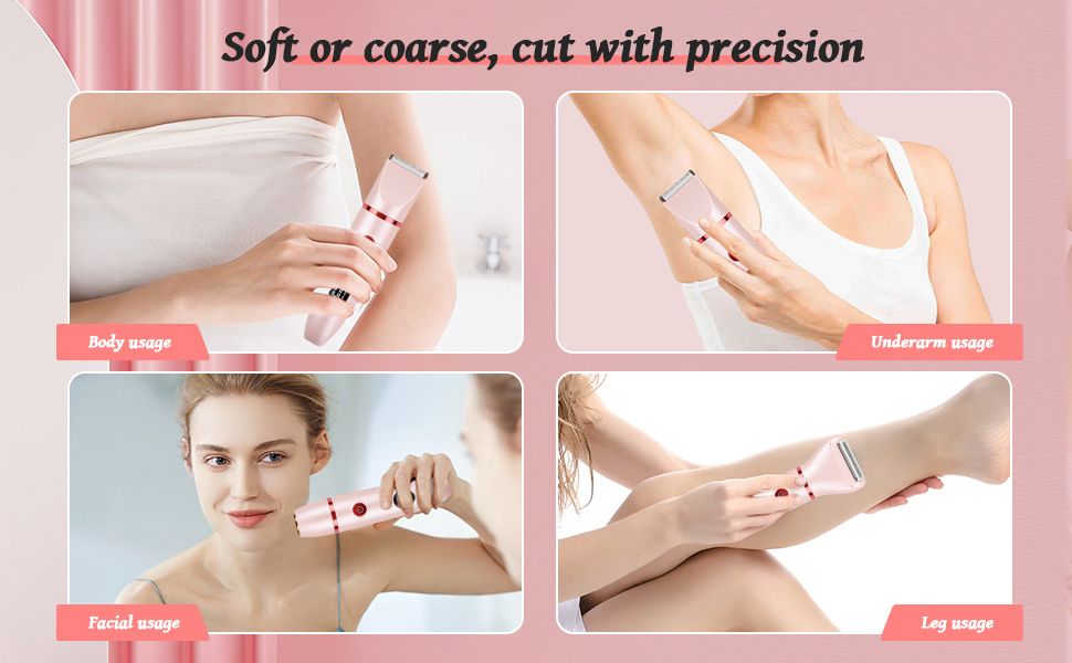 Електричний жіночий тример 3-в-1 для тіла, обличчя та інтимної зони, 3 насадки, IPX7, для жінок