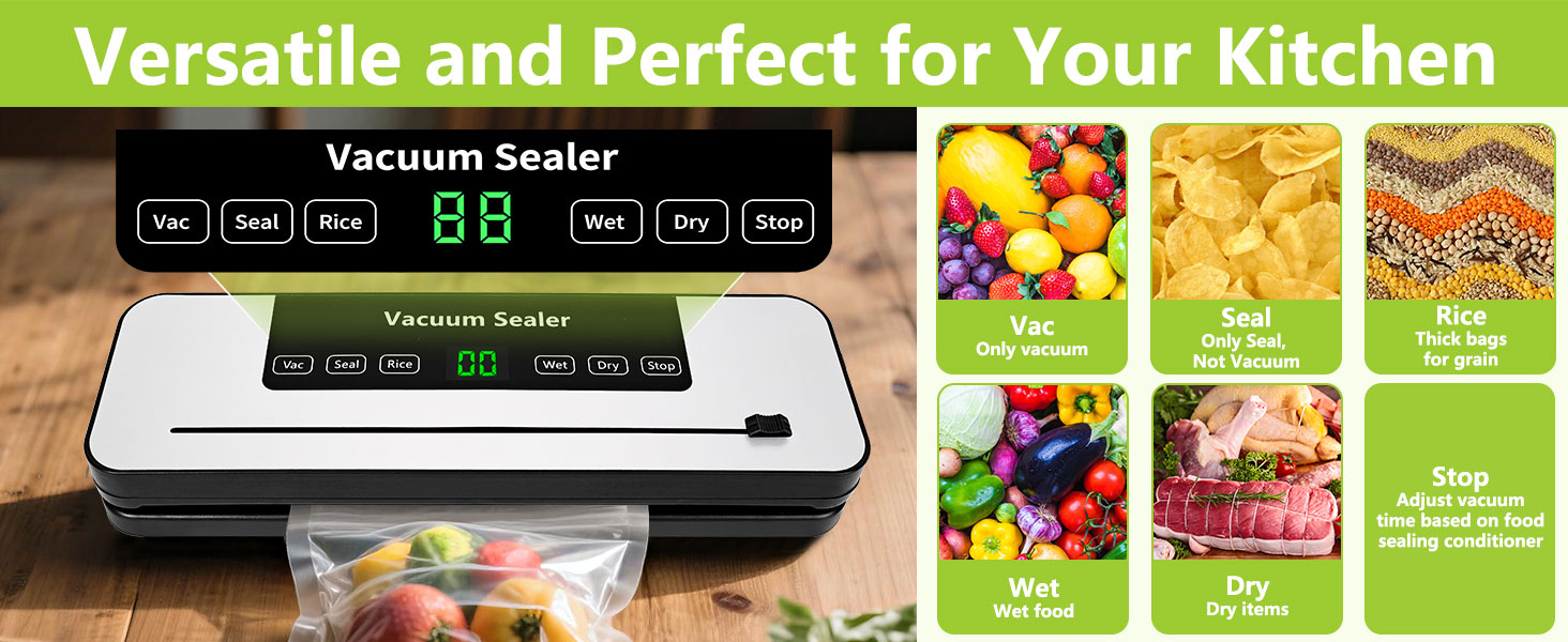Вакуумний пакувальник Vakuumiergerät Profi з LED-дисплеєм, 50 пакетів, вбудований різак, функції 'Волого/Сухо', для кухні та їдальні