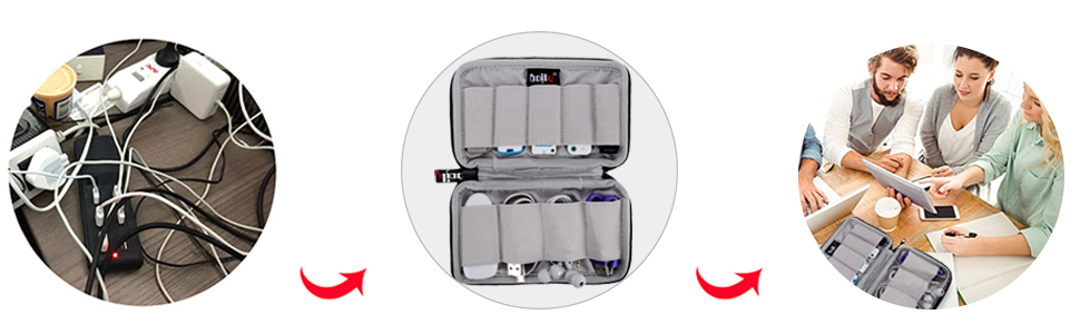 Водонепроникна сумка-органайзер для аксесуарів електроніки, 9 відділень для USB-накопичувачів, чорний, великий