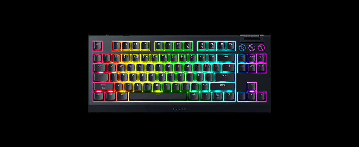 Механічна ігрова клавіатура Razer BlackWidow V4 TKL з зеленими перемикачами (RGB Chroma, 6 макро-клавіш, Doubleshot ABS-кейкапи, QWERTY US-розкладка)