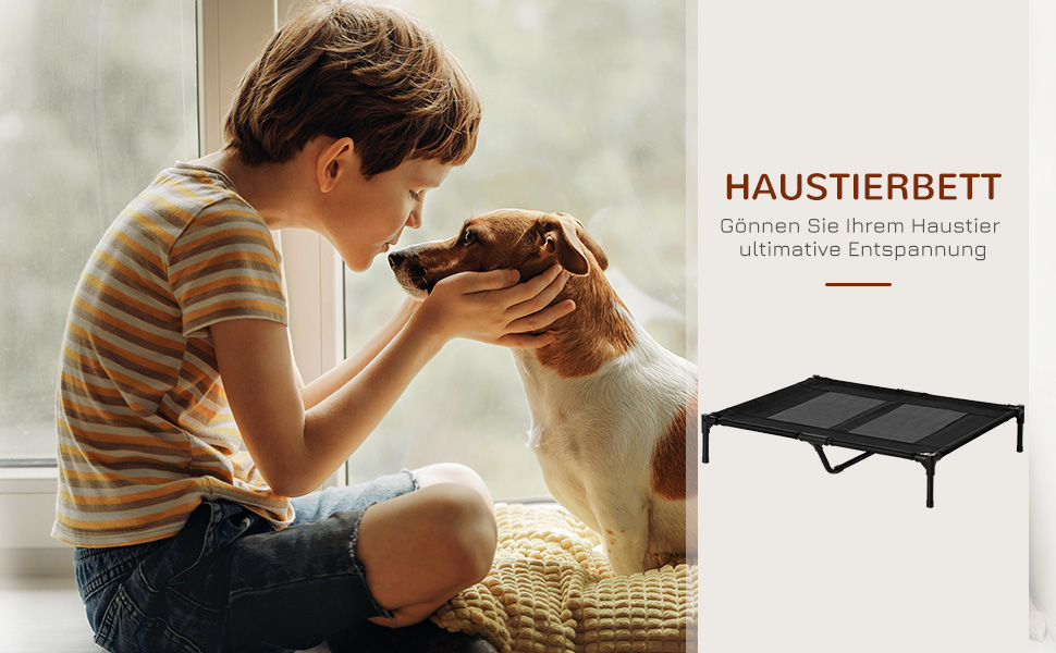 Лежанка для собак PawHut Outdoor, піднята лежанка з дихаючою сіткою, для малих та середніх собак, 91 x 69 x 29 см (Чорний)