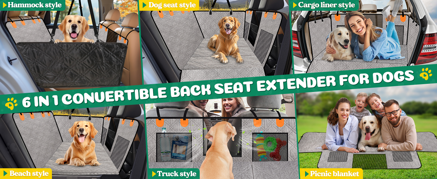 Loiion Dog Car Seat Cover - Waterproof & Protective Back Seat Liner for Cars, SUVs & Trucks - Durable, Non-Slip, Hard Bottom - Grey