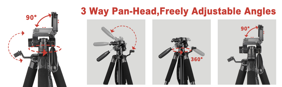 Штатив ZOMEi 188 см, професійний, для DSLR, телефонів, проекторів, телескопів (чорний/червоний)