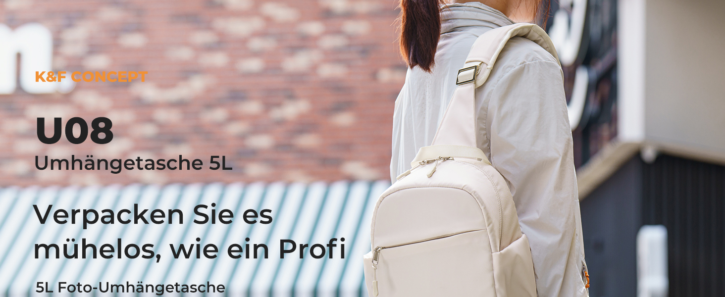 Сумка для камери K&F CONCEPT: зручна та водонепроникна сумка-рюкзак для DSLR/SLR камер, 5 літрів, білий колір