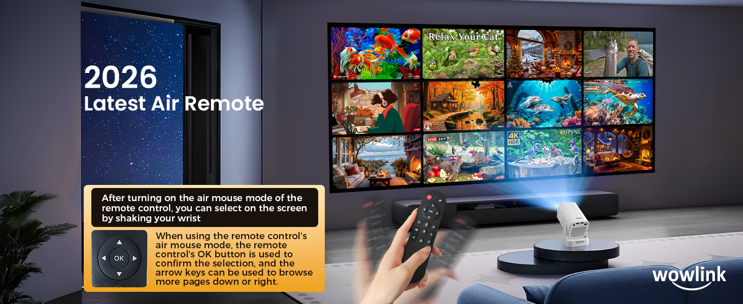 Портативний проєктор Beamer 4K з підтримкою WiFi 6 та Bluetooth 5.4, автофокусом, інтегрованими додатками (2026 модель) - сумісний з HDMI, TV Stick, Memory Stick, Laptop