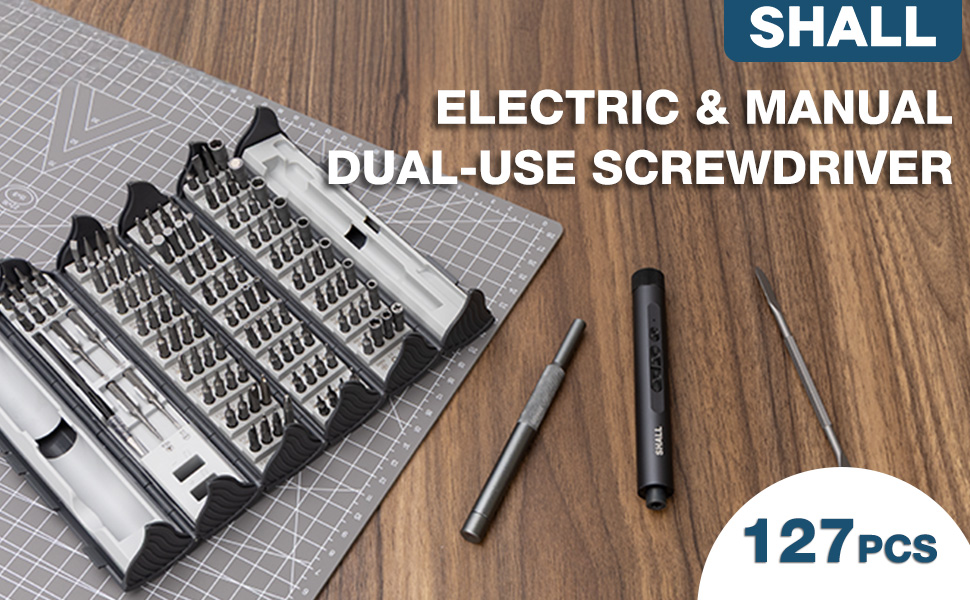 Набір міні-електричного шуруповерта SHALL 127 шт. з бітами S2 (120 шт.) для ремонту електроніки (iPhone, ноутбук, окуляри)