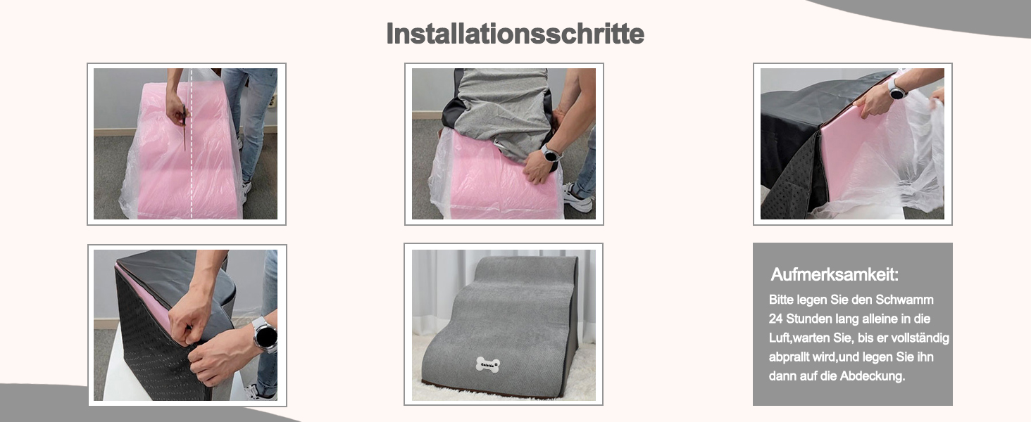 Сходинки для тварин Galatée: 3-ступеневі сходи з щільного пінополіуретану, знімний чохол на блискавці, для собак та інших домашніх тварин (Світло-коричневий)