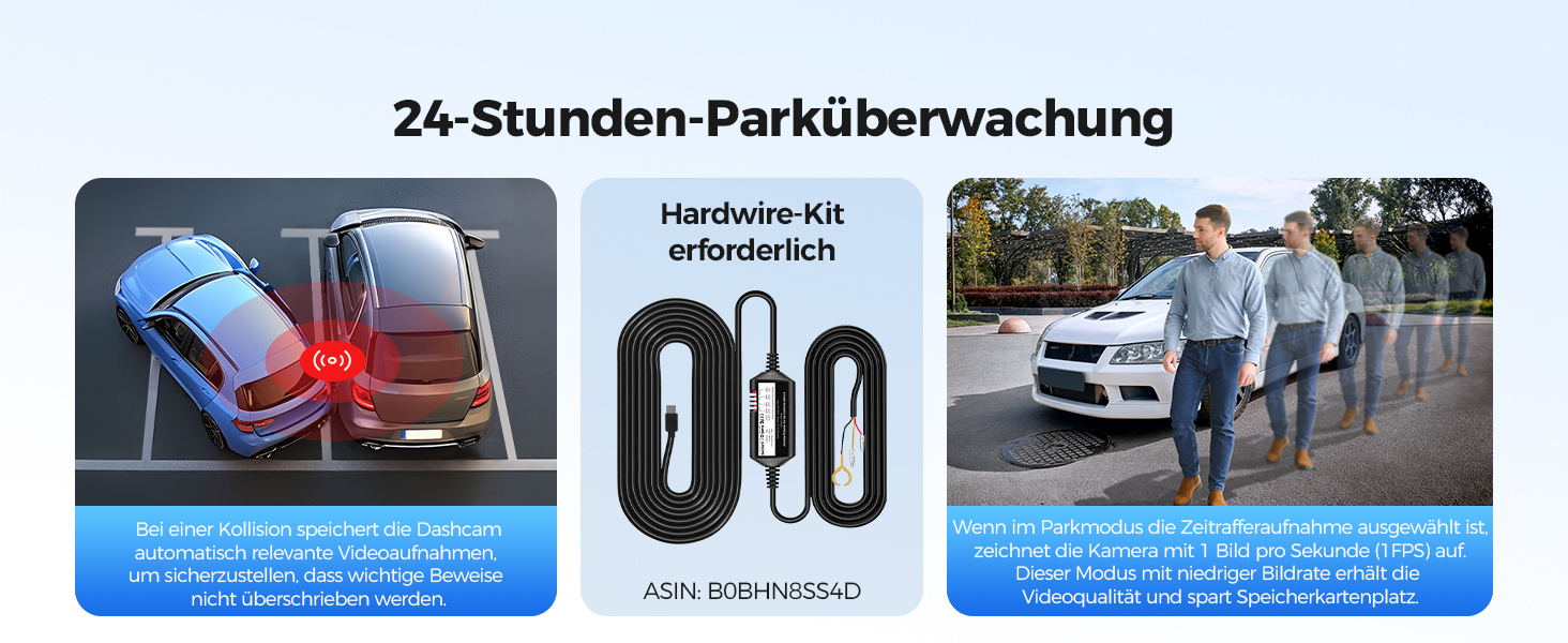 Відеореєстратор AZDOME Dashcam Auto Vorne Hinten 4K+1080P з WiFi, GPS, ADAS, Super Nachtsicht, G-Sensor та Parküberwachung