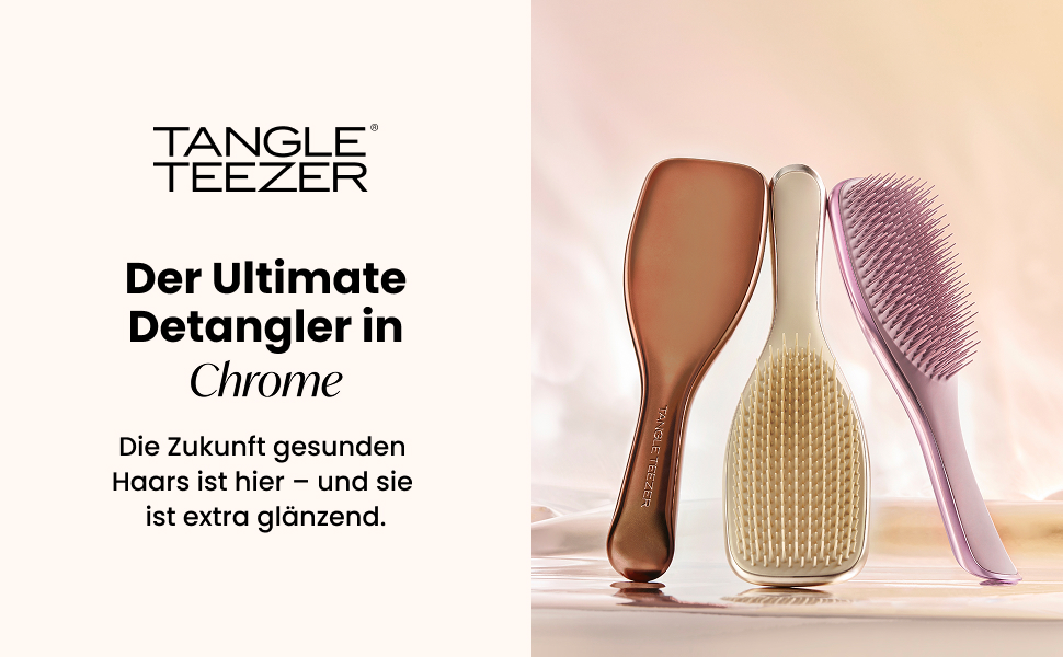 Тізер Тангл Ultimate Detangler – щітка для волосся для мокрого та сухого волосся. Розплутування, всі типи волосся, зменшення пошкоджень, шампань золото, хромоване покриття