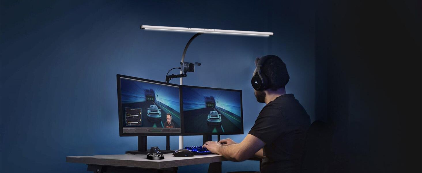 LED лампа настільна EYOCEAN 24W, 80см, з жестами, диммування, захист очей, для офісу, читання, архітекторів, дизайнерів