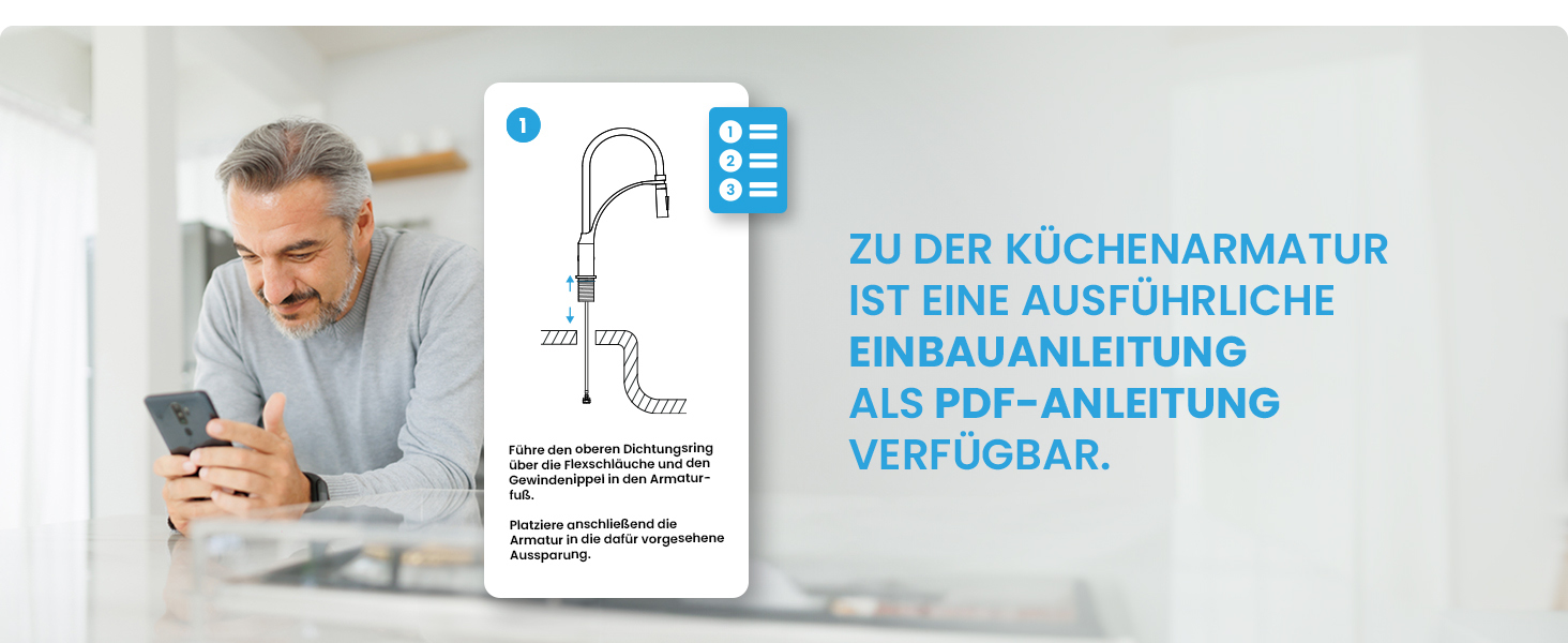 Кухонний змішувач Bächlein Nedo – поворотний на 360° з нержавіючої сталі, з гнучкою голкою та виливним гусаком з перемикачем, для кухні (гнучкий)