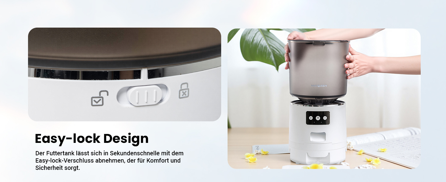 Автоматичне годування для котів з APP та таймером, 6 л / 25 порцій, 3 миски, 3 пакети силікагелю, система запобігання застрягання, WiFi 2.4G, запис голосу 10 сек, годівниця для котів та собак (білий)