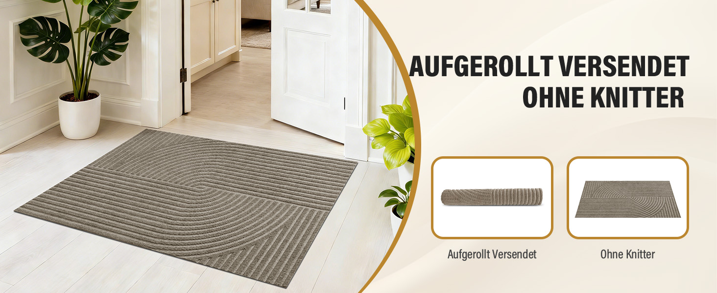 Привідний килимок FEOMOS 60x90 см для дому та вулиці, протиковзний вологопоглинаючий килим для вхідних дверей, коридору, балкона та кухні, бежевий, можна прати