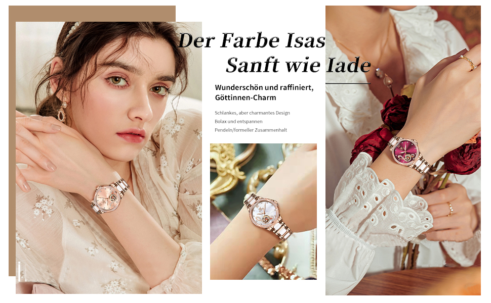 Годинник жіночий OLEVS рожеве золото з серцем-діамантом, чорно-білий циферблат, кварц, водонепроникний, комплект з браслетом, годинники для жінок (6656 Білий)