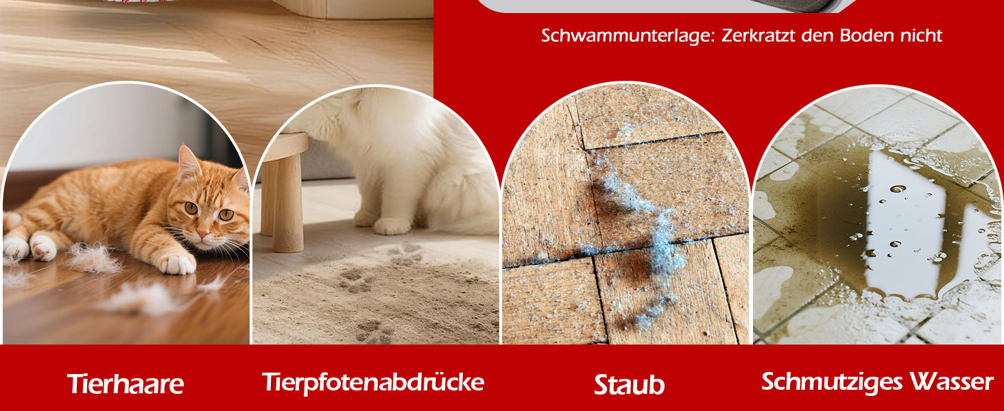 Набір для миття підлоги з відром, вичавлювач для підлоги, набір мопів 2 в 1 з регульованою ручкою з нержавіючої сталі та 6 мікрофібровими насадками, підходить для плитки та ламінату (Wischmopp Groβ)