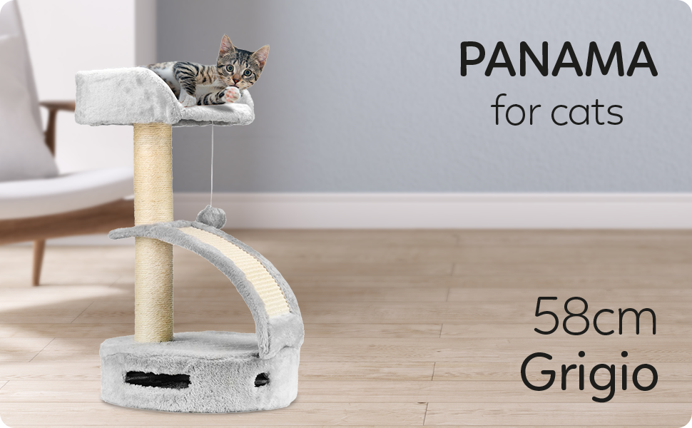 Драбина-кіготник для котів AQPET Panama, 58 см, сірий колір