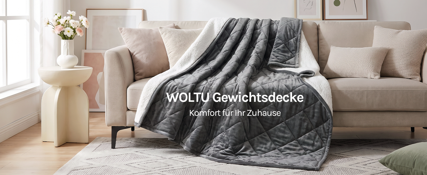 Обтяжувальна ковдра WOLTU для дорослих, 150x200 см, 11 кг, сіра — антистрес ковдра для глибокого сну та релаксації