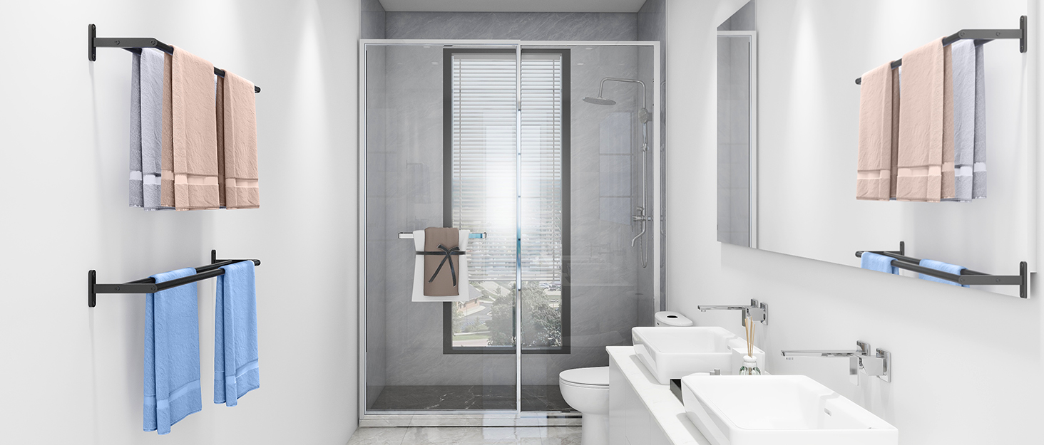 Тримач для рушників YUMORE, подвійний, 40 см, з нержавіючої сталі, для ванної кімнати та кухні, сріблястого кольору